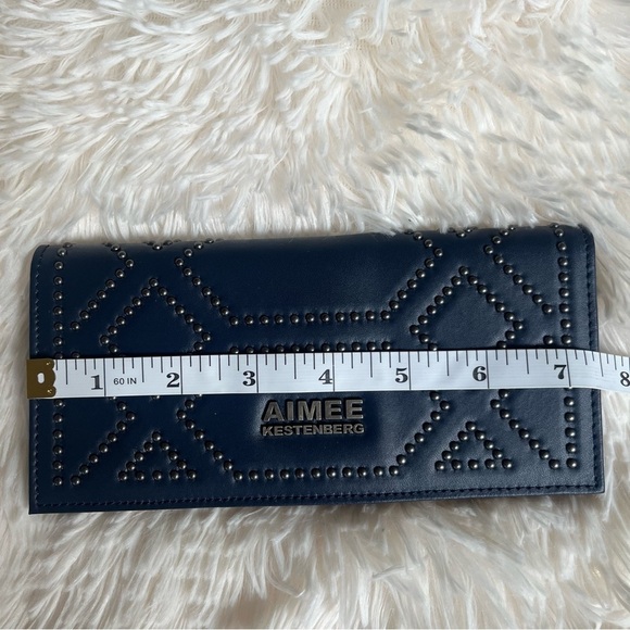 Aimee Kestenberg 100% Genuine Leather Wallet Navy Blue Studded NWT - Picture 10 of 10